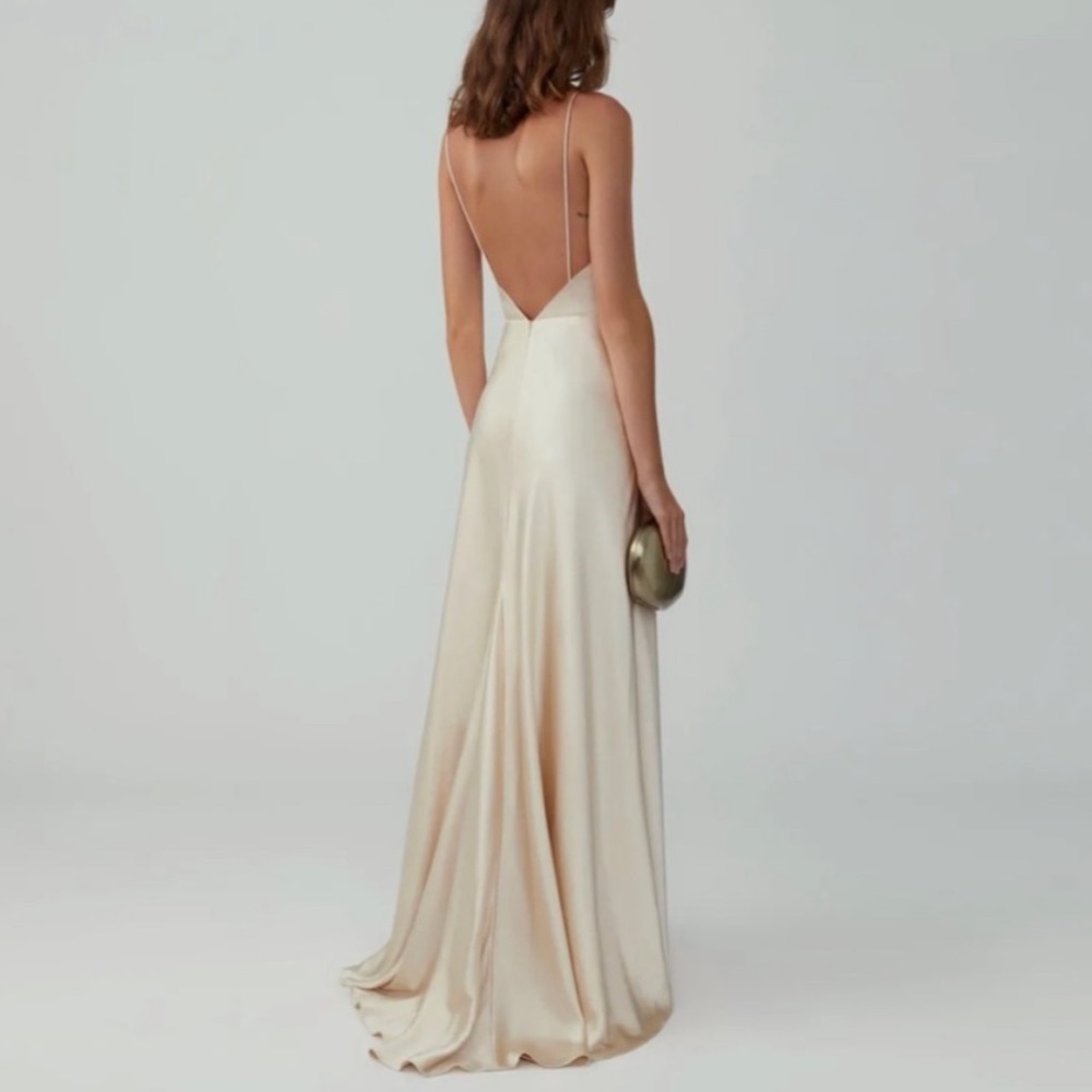 Fame and Partners Strappy Draped Gown in Champagne size 8 - Picture 2 of 9